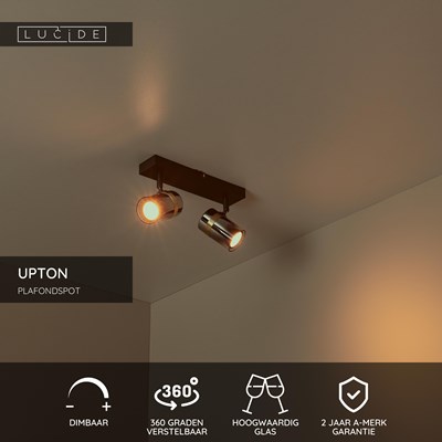 Lucide UPTON - Plafondspot - 2xGU10 - Fumé